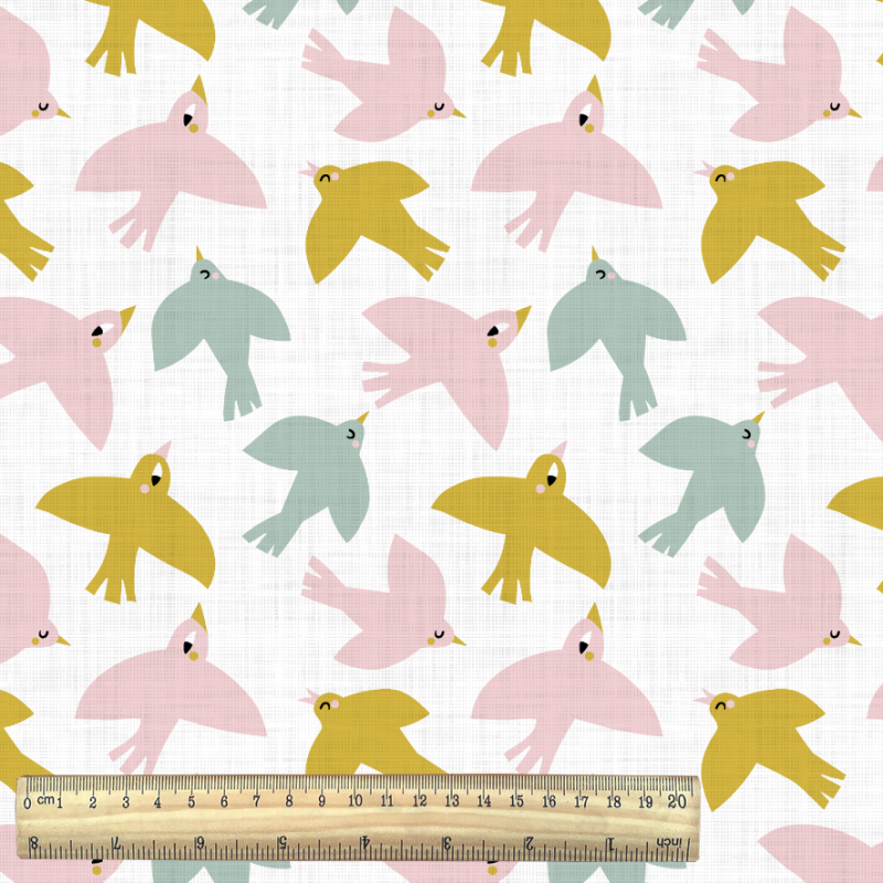 Algodón estampado LEWIS Blanco / Multicolor pastel